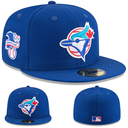 black blue jays hat with red maple leaf