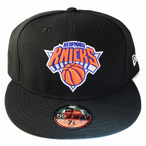 New Era Nba New York Knicks 5950 Black Fitted Hat Grey Under Brim Classic Cap Booton